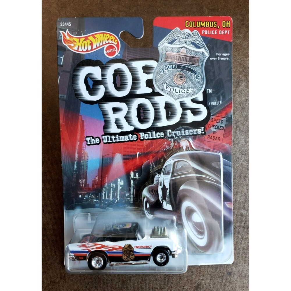 1999 Hot Wheels  '57 CHEVY White & Black COP RODS Columbus, OH Police Dept. 1:64
